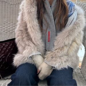 Grey winter ribbed Prada scarf